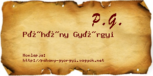Páhány Györgyi névjegykártya